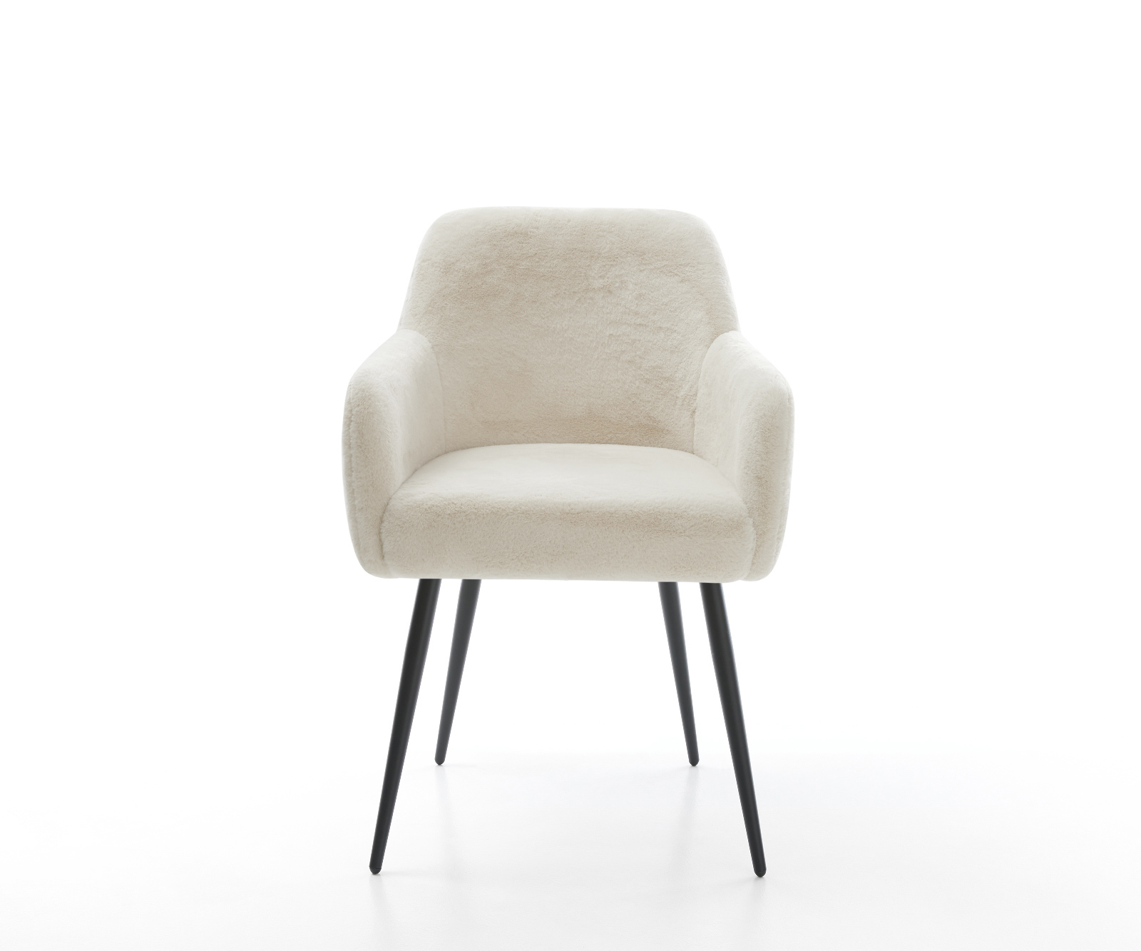 Jedálenská stolička Greg-Flex plyšový manšester krémovo biela 4-nohá zúžená čierna vrecková pružina - Image 2