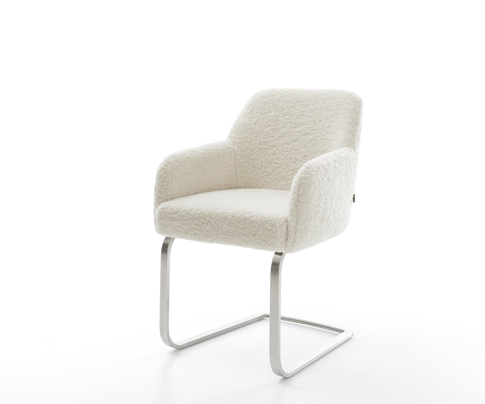 Konzolová jedálenská stolička Greg-Flex teddy látka béžová konzolová jedálenská stolička plochý nerezová oceľ vrecková pružina