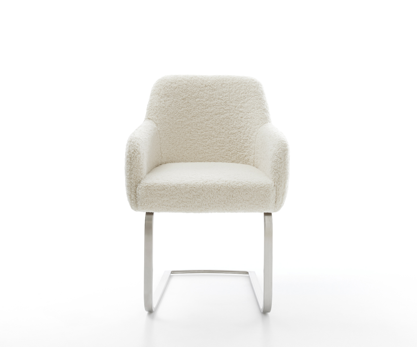 Konzolová jedálenská stolička Greg-Flex teddy látka béžová konzolová jedálenská stolička plochý nerezová oceľ vrecková pružina - Image 2