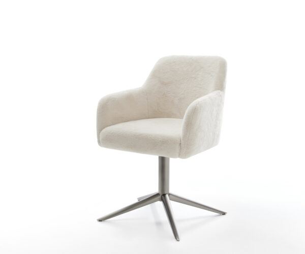 Jedálenská stolička Greg-Flex plyšový manšester krémovo biela krížová podstava grafitová 360° otočná hojdacia funkcia vrecková pružina