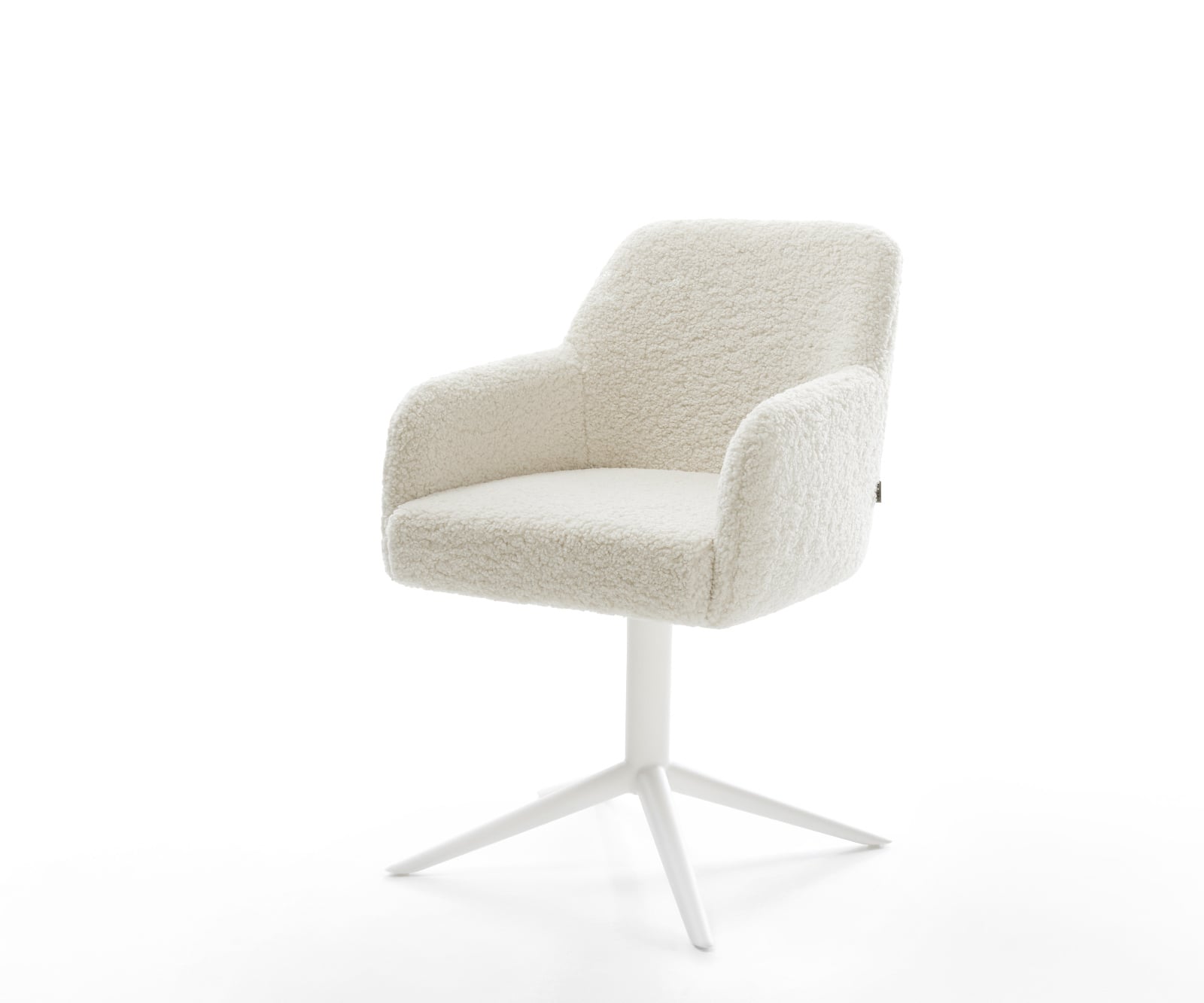 Jedálenská stolička Greg-Flex teddy látka béžová krížová podstava biela otočný 360° hojdacia funkcia vrecková pružina