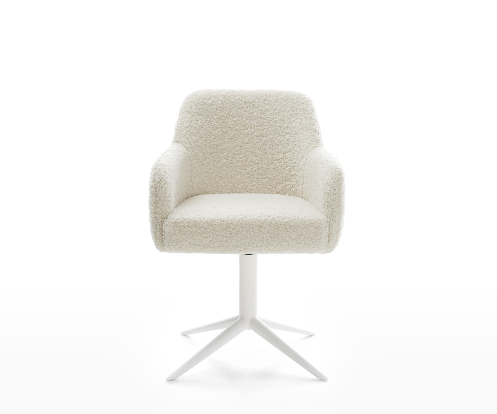 Jedálenská stolička Greg-Flex teddy látka béžová krížová podstava biela otočný 360° hojdacia funkcia vrecková pružina - Image 2