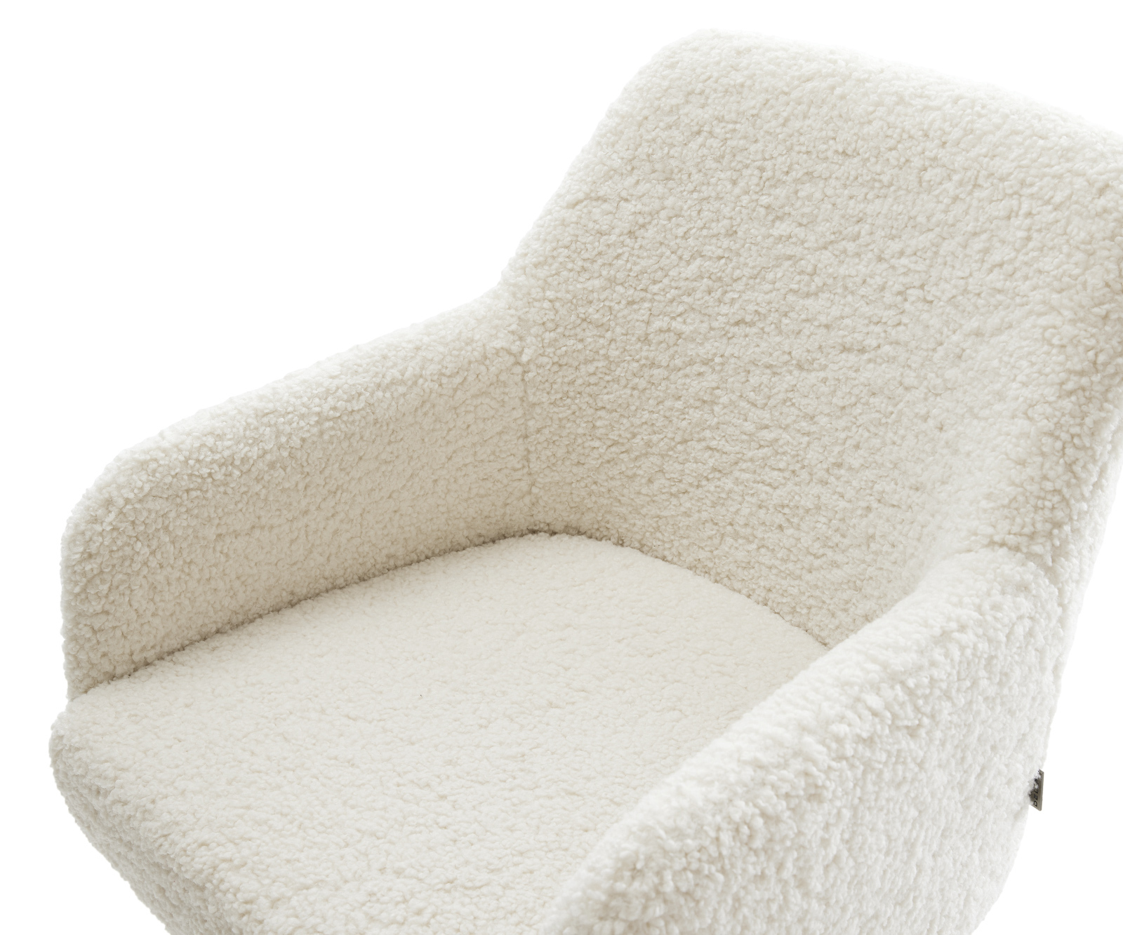 Jedálenská stolička Greg-Flex teddy látka béžová krížová podstava biela otočný 360° hojdacia funkcia vrecková pružina - Image 4