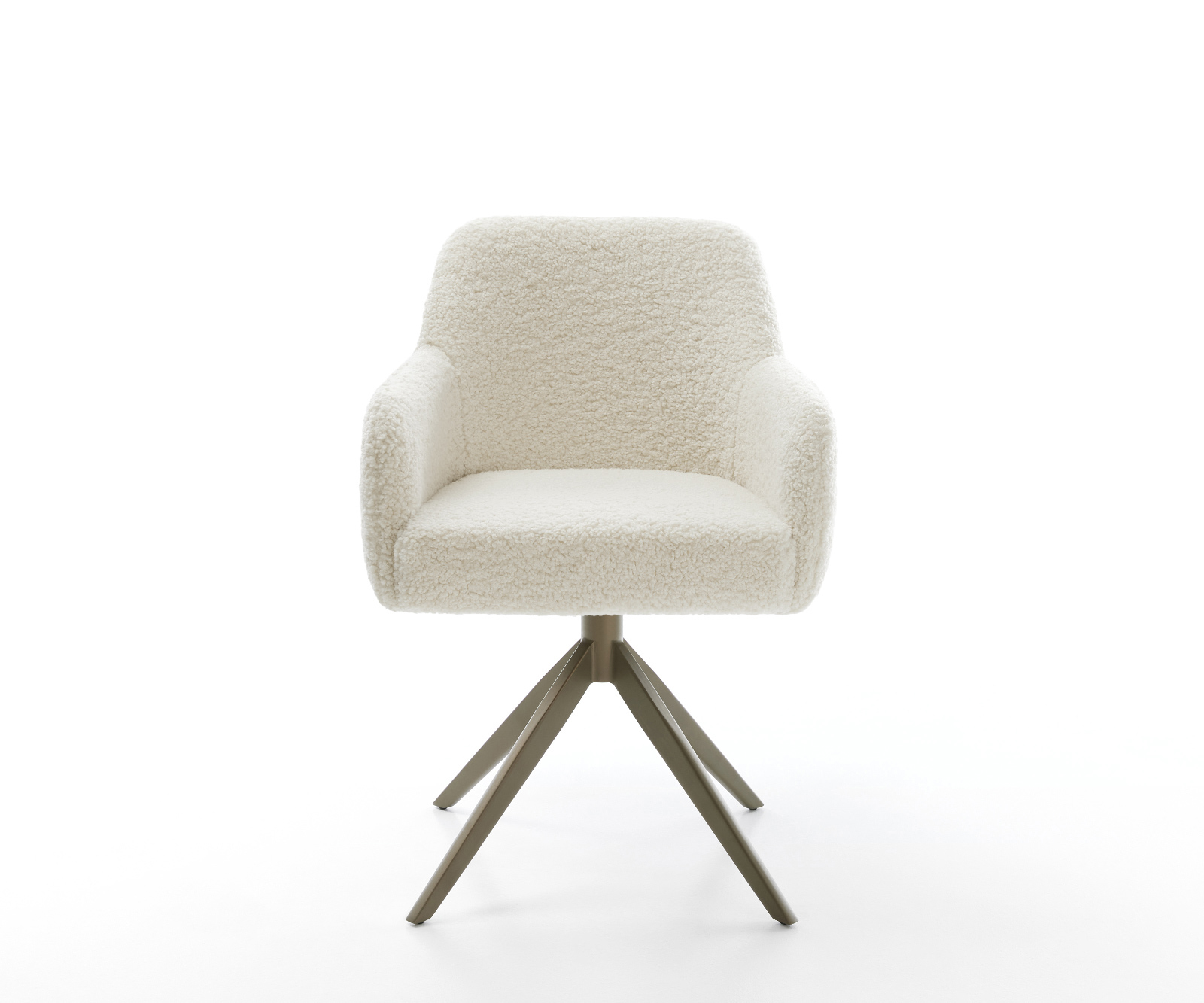 Jedálenská stolička Greg-Flex teddy látka béžová krížová podstava široká titánová farba 360° otočný hojdacia funkcia vrecková pružina - Image 2