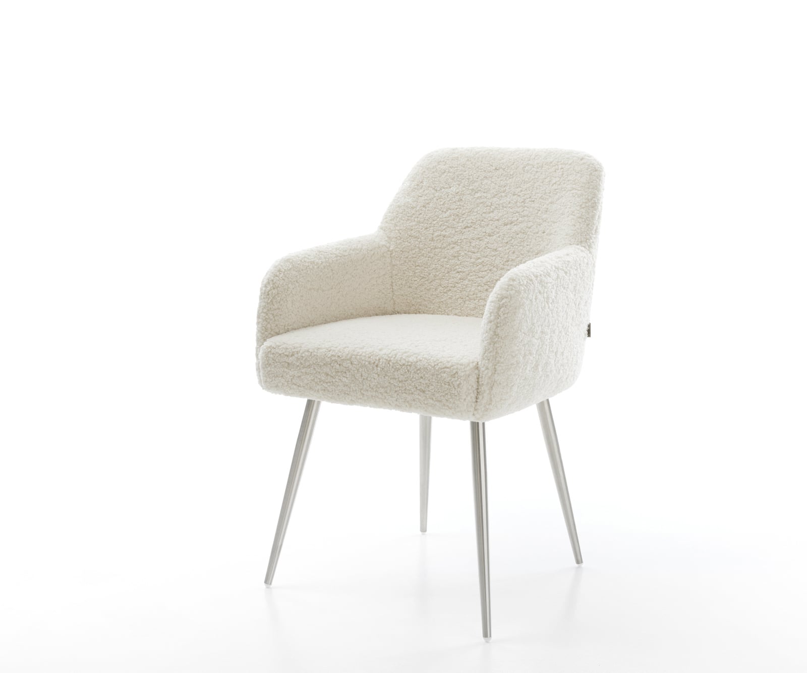 Jedálenská stolička Greg-Flex teddy látka béžová 4-nohá zúžená nerezová oceľ vrecková pružina