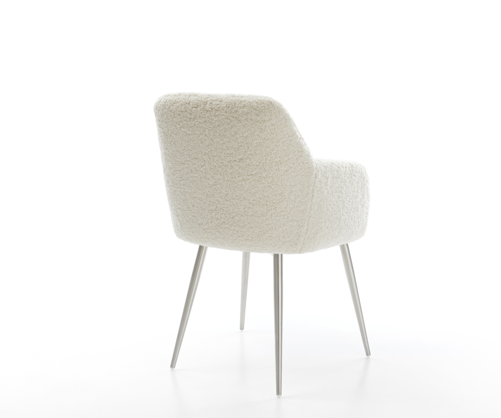 Jedálenská stolička Greg-Flex teddy látka béžová 4-nohá zúžená nerezová oceľ vrecková pružina - Image 5