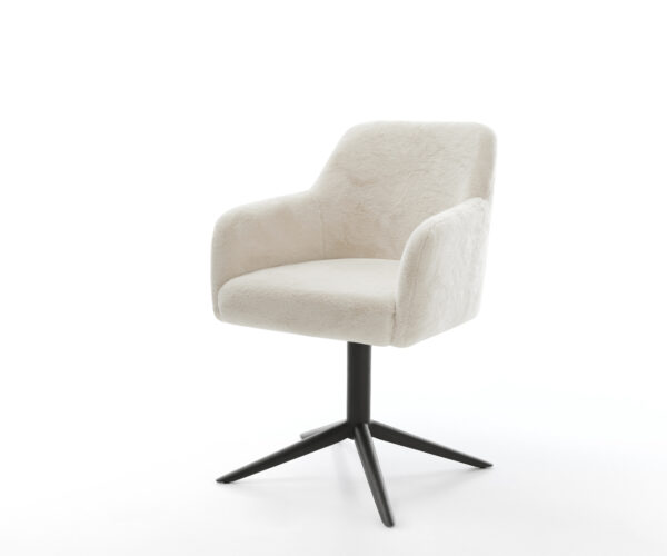 Jedálenská stolička Greg-Flex plyšový manšester krémovo biela krížová podstava čierna 360° otočný hojdacia funkcia vrecková pružina