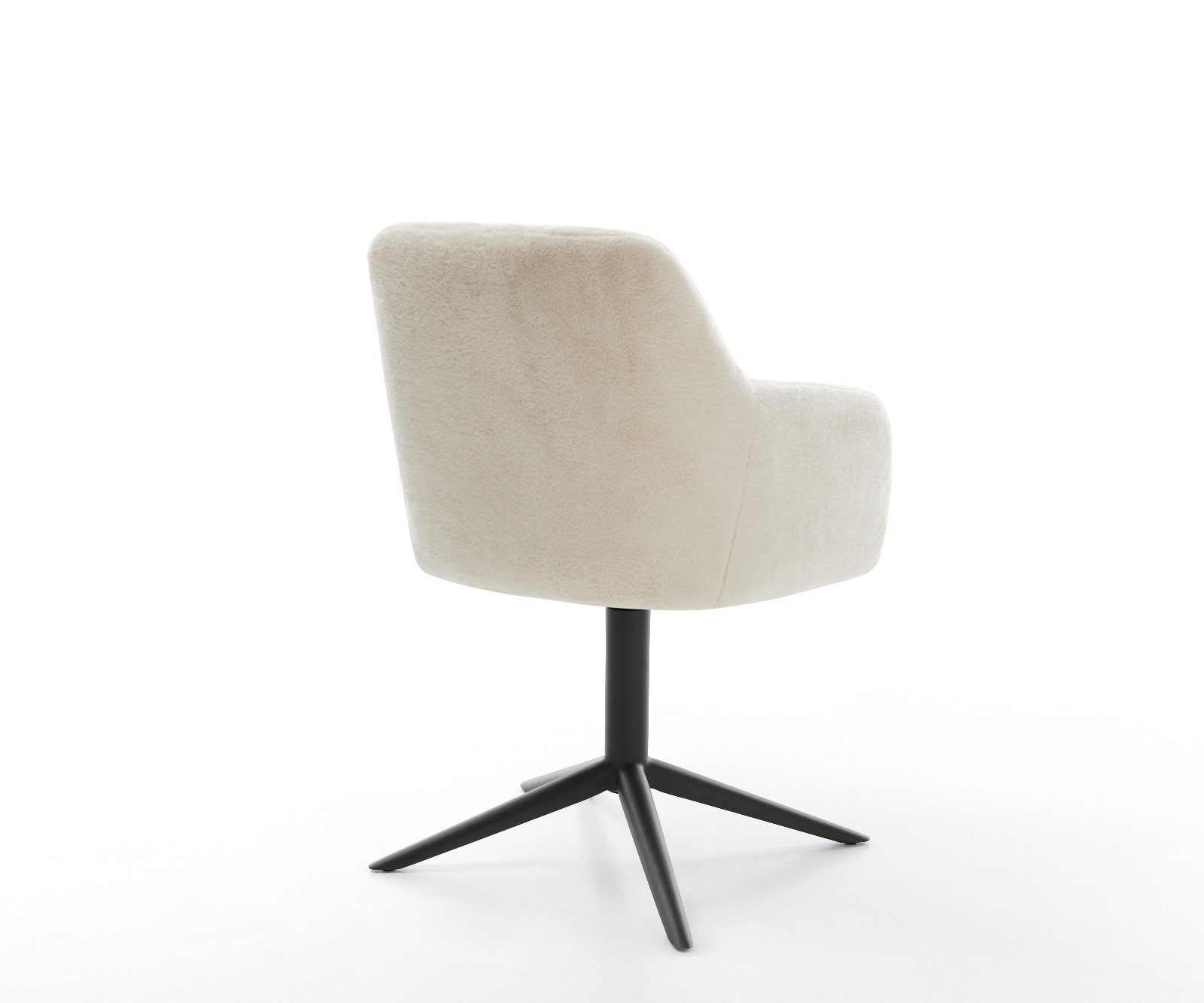 Jedálenská stolička Greg-Flex plyšový manšester krémovo biela krížová podstava čierna 360° otočný hojdacia funkcia vrecková pružina - Image 5