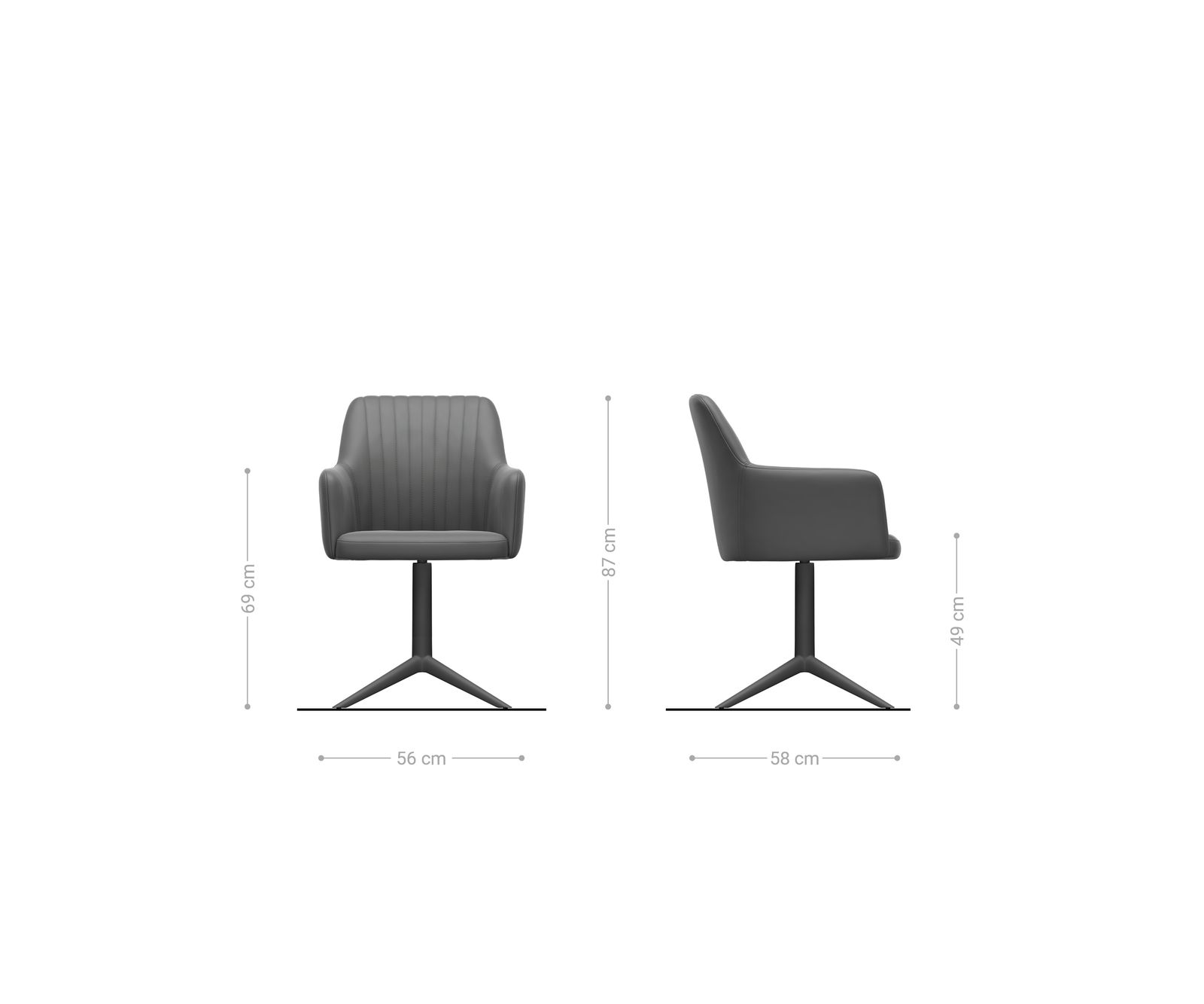 Jedálenská stolička Greg-Flex plyšový manšester krémovo biela krížová podstava čierna 360° otočný hojdacia funkcia vrecková pružina - Image 6