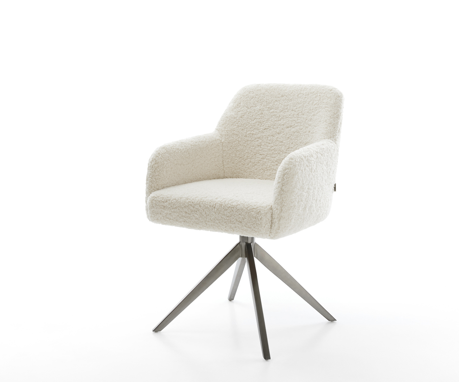 Jedálenská stolička Greg-Flex teddy látka béžová krížová podstava široká grafitová 360° otočná hojdacia funkcia vrecková pružina