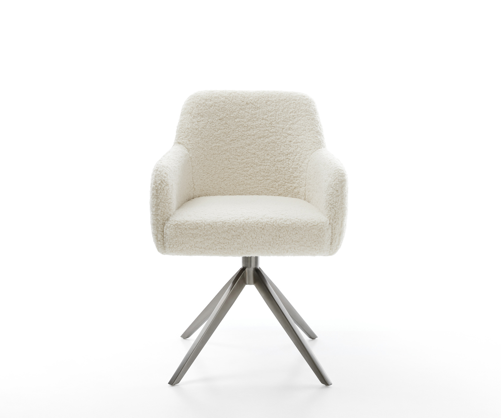 Jedálenská stolička Greg-Flex teddy látka béžová krížová podstava široká grafitová 360° otočná hojdacia funkcia vrecková pružina - Image 2