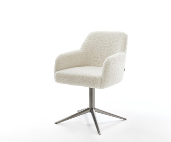 Jedálenská stolička Greg-Flex teddy látka béžová podstava grafitová 360° otočný hojdacia funkcia vrecková pružina