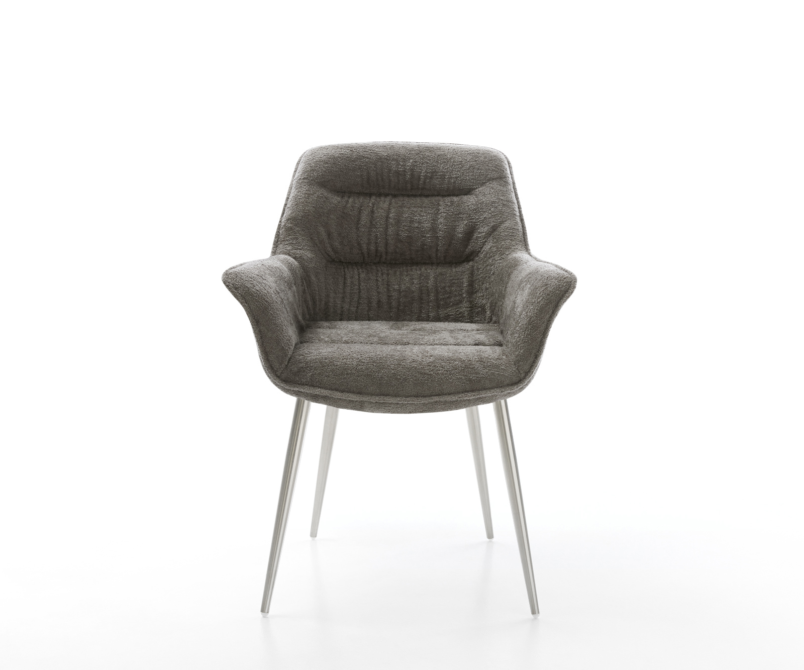 Jedálenská stolička Kaira-Flex bouclé mäkký tmavobéžová 4-nohá zúžená nerezová oceľ - Image 2