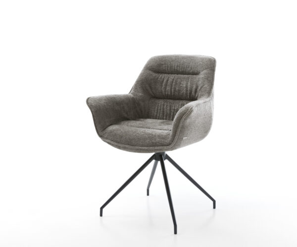 Jedálenská stolička Kaira-Flex bouclé mäkký tmavobéžová krížová podstava zúžená čierna