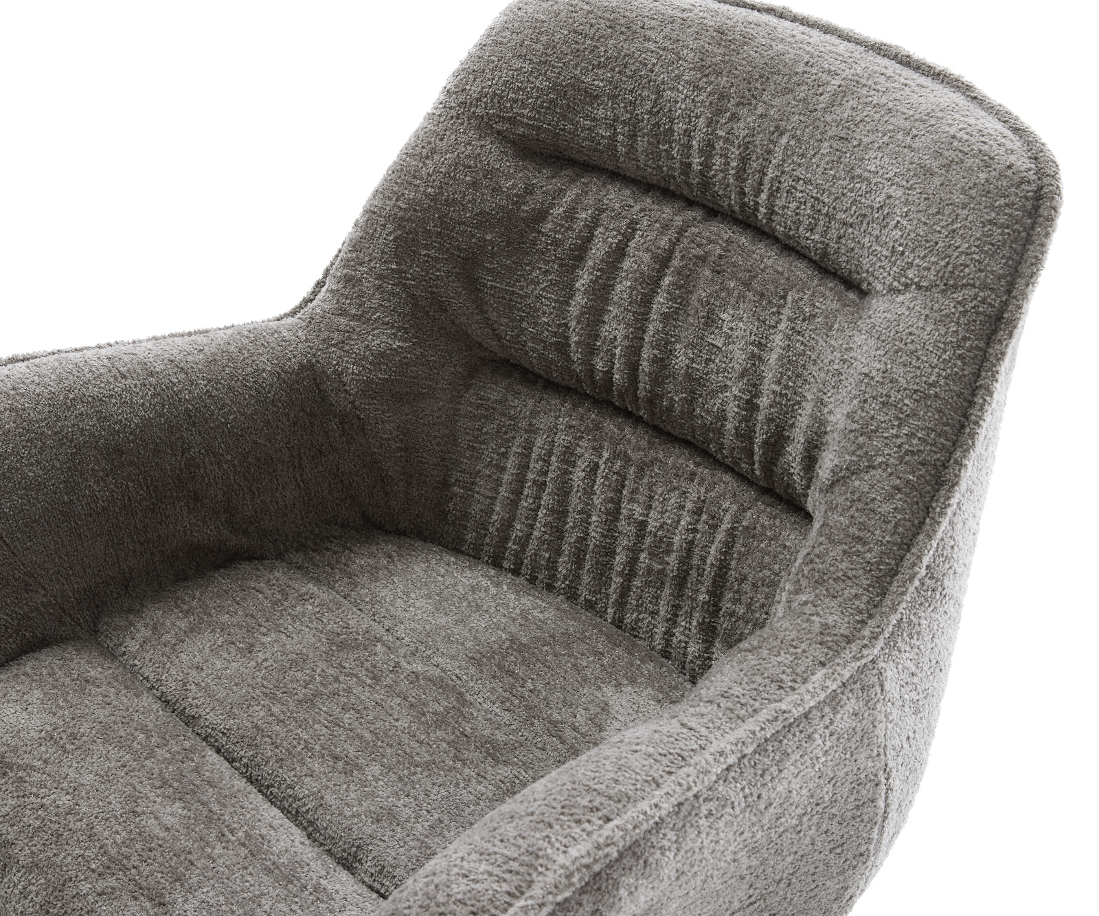 Jedálenská stolička Kaira-Flex bouclé mäkký tmavobéžová drevená podstava hranatá prírodná 180° otočný - Image 4