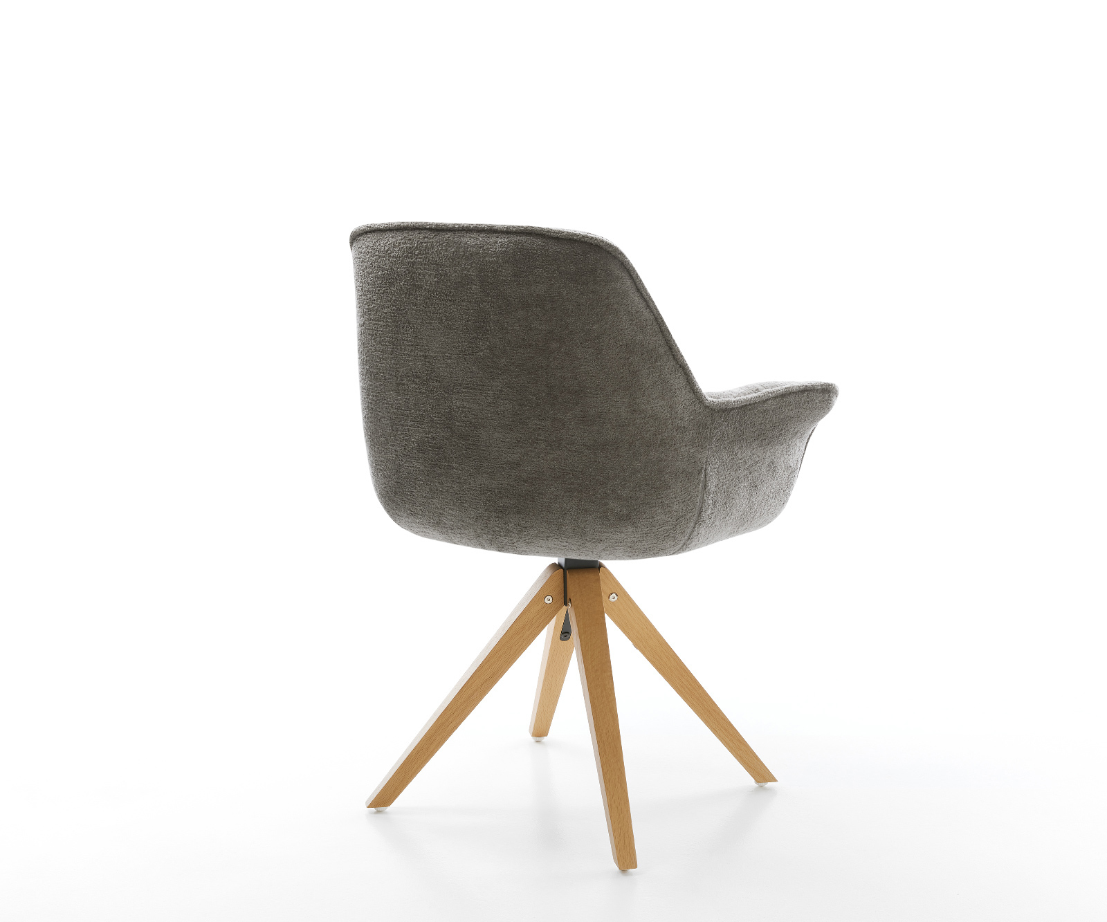 Jedálenská stolička Kaira-Flex bouclé mäkký tmavobéžová drevená podstava hranatá prírodná 180° otočný - Image 5