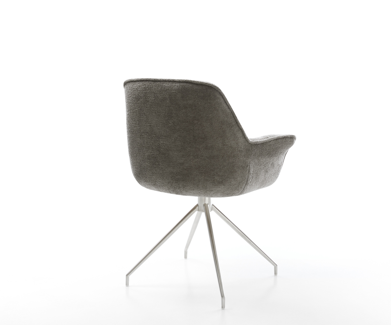 Jedálenská stolička Kaira-Flex bouclé mäkký tmavobéžová krížová podstava zúžená nerezová oceľ - Image 5