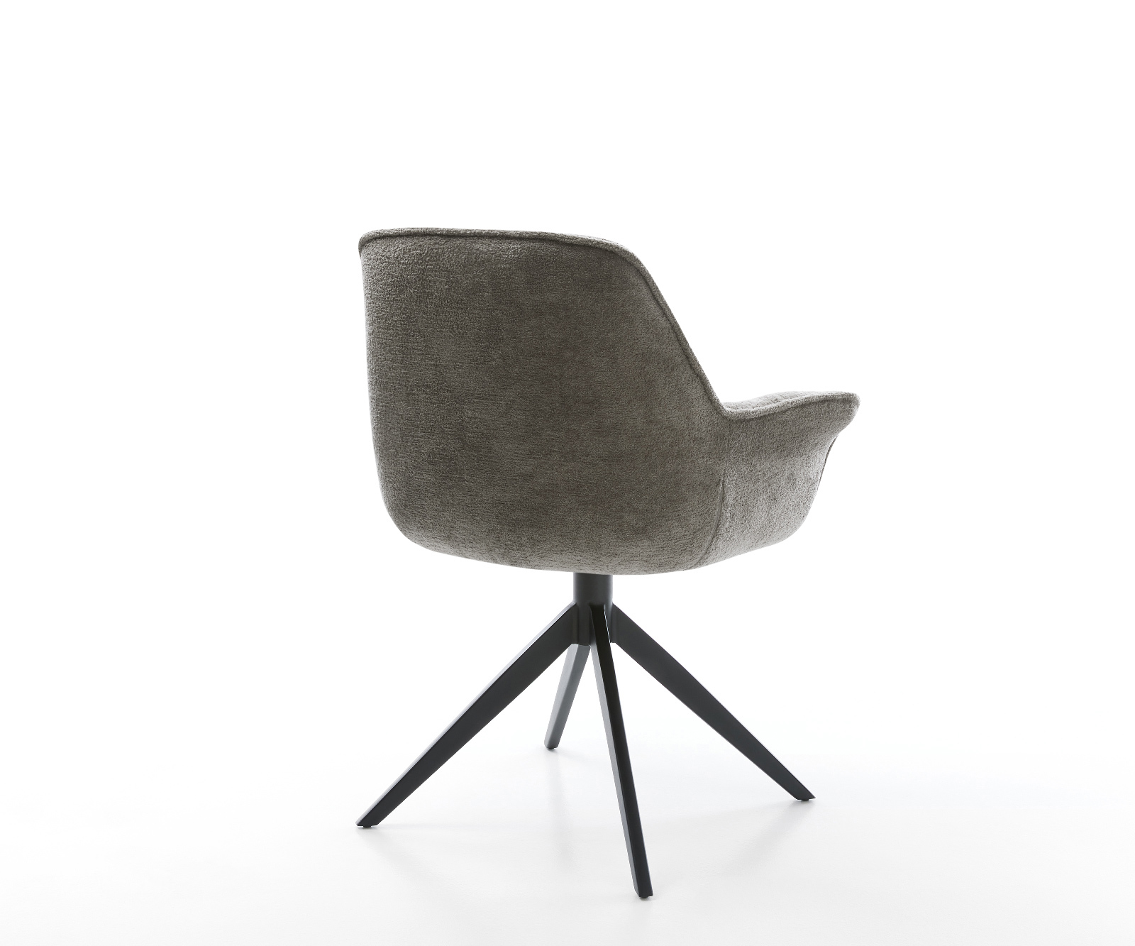 Jedálenská stolička Kaira-Flex bouclé mäkký tmavobéžová krížová podstava široká čierna 360° otočná hojdacia funkcia - Image 5