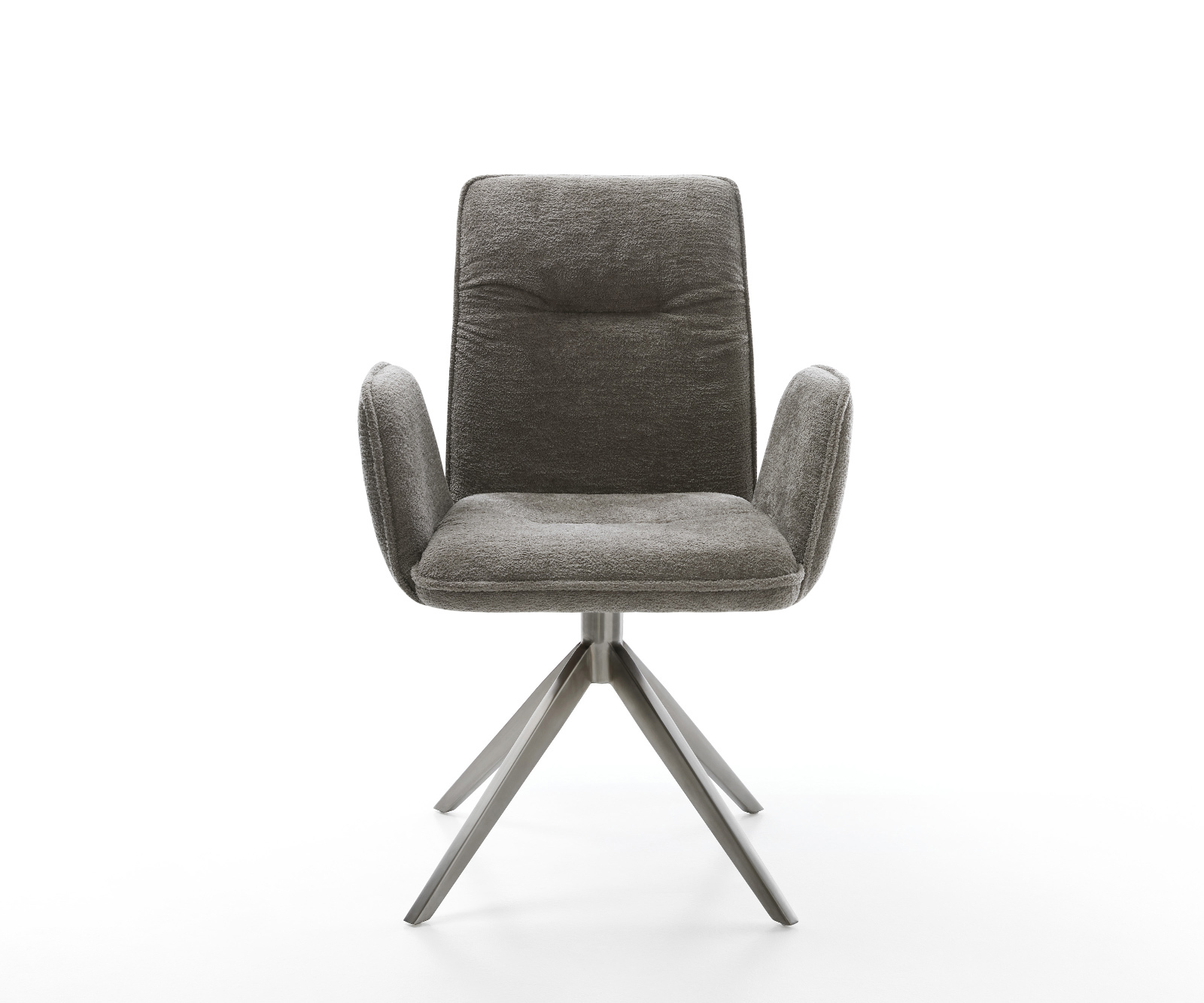 Jedálenská stolička Vinja-Flex bouclé mäkký tmavobéžová krížová podstava široká grafitová 360° otočná s hojdacou funkciou - Image 2