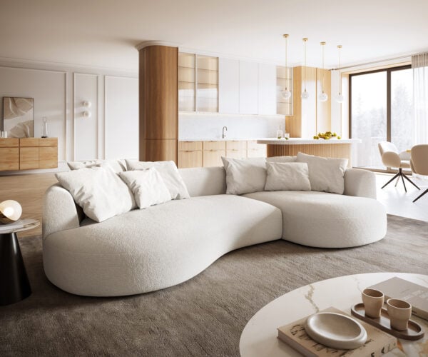 Veľká pohovka Edina 330x170 cm bouclé mäkký béžová