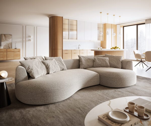 Veľká pohovka Edina 330x170 cm tkanina mäkký béžová