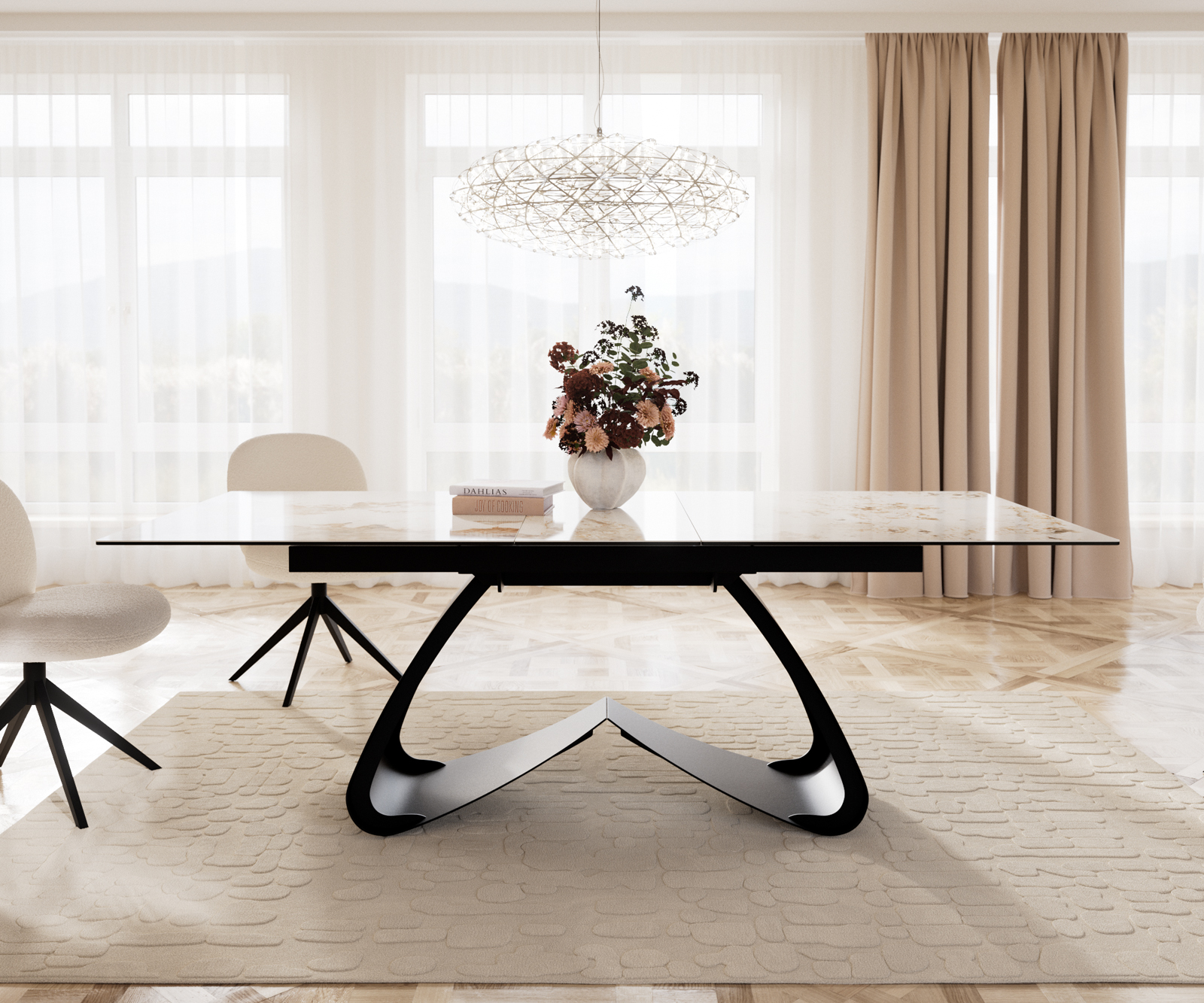 Podstava v tvare W kov čierna pre rozkladacie stoly od 180 do 300 cm - Image 2