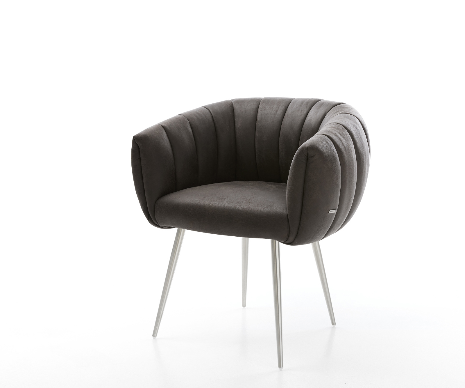 Jedálenská stolička Jada-Flex mikrovlákno antracitová vintage 4-nohá zúžená nerezová oceľ vrecková pružina