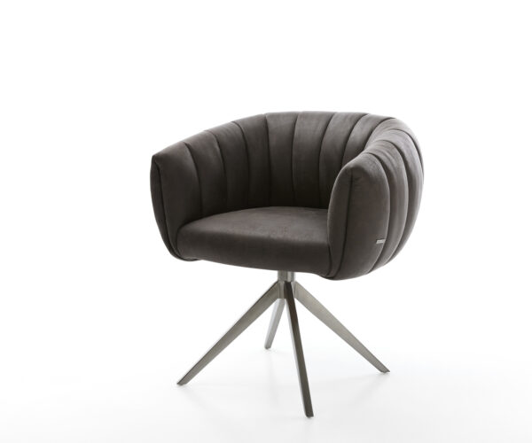 Jedálenská stolička Jada-Flex mikrovlákno antracit vintage krížová podstava široká grafitová 360° otočná hojdacia funkcia vrecková pružina