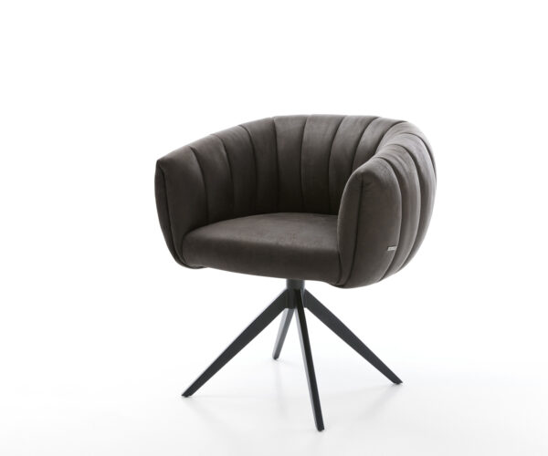 Jedálenská stolička Jada-Flex mikrovlákno antracit vintage krížová podstava široká čierna 360° otočná hojdacia funkcia vrecková pružina