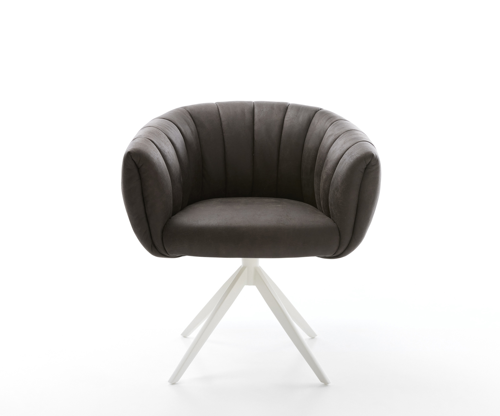 Jedálenská stolička Jada-Flex mikrovlákno antracitová vintage krížová podstava široká biela 360° otočná hojdacia funkcia vrecková pružina - Image 2