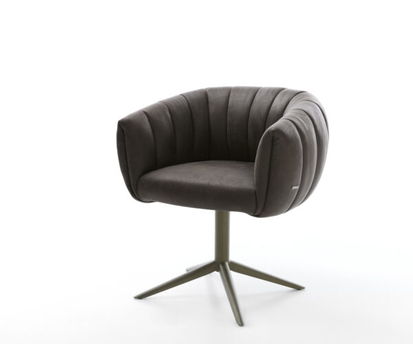 Jedálenská stolička Jada-Flex mikrovlákno antracitová vintage krížová podstava titánová farba 360° otočný hojdacia funkcia vrecková pružina