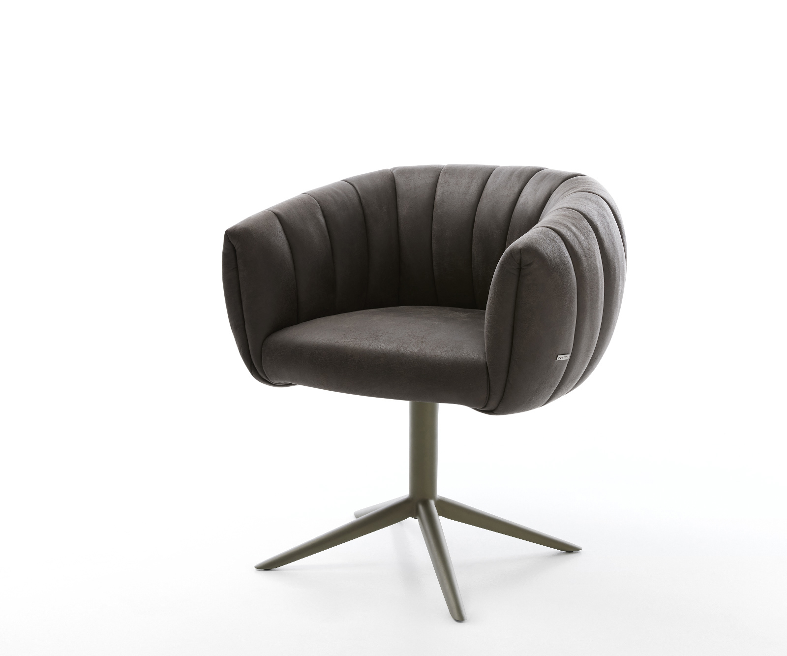 Jedálenská stolička Jada-Flex mikrovlákno antracitová vintage krížová podstava titánová farba 360° otočný hojdacia funkcia vrecková pružina