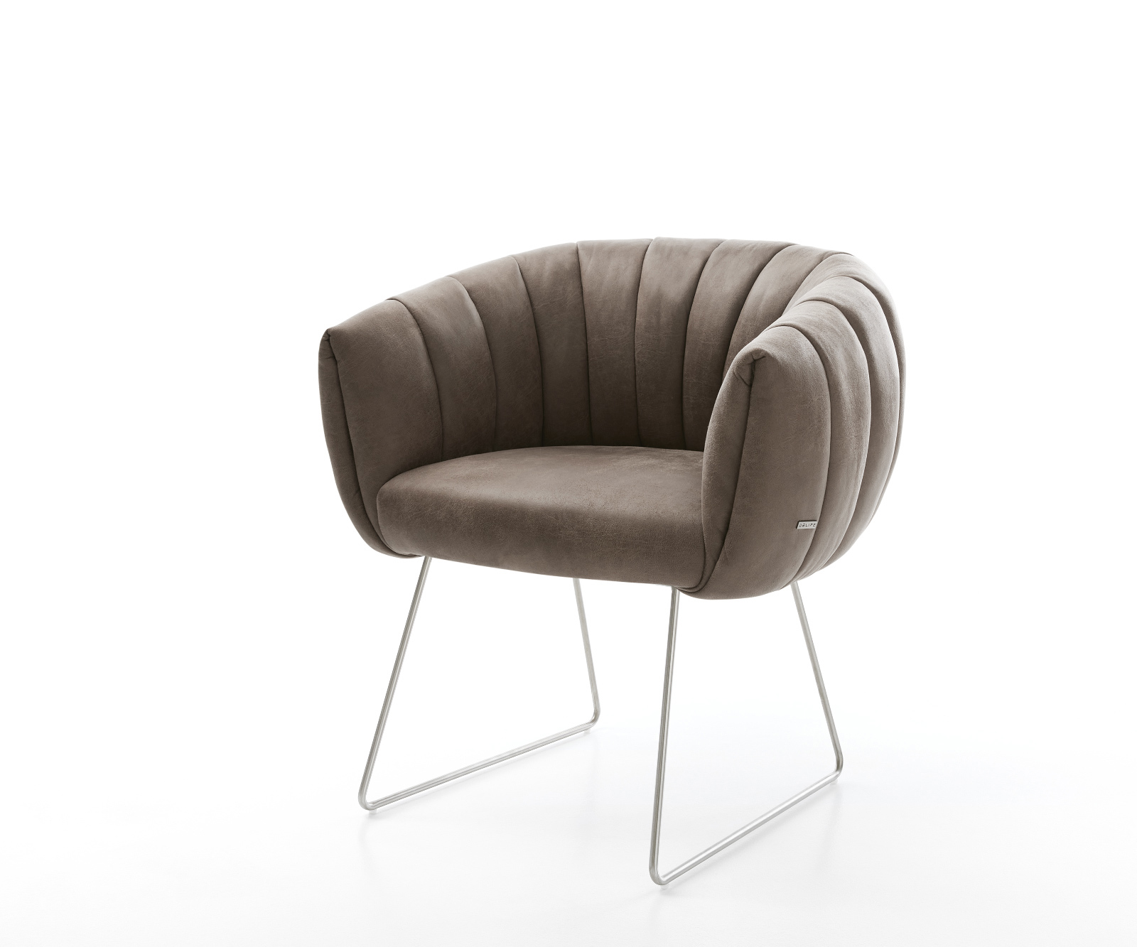 Jedálenská stolička Jada-Flex mikrovlákno taupe vintage tenká podstava nerezová oceľ vrecková pružina