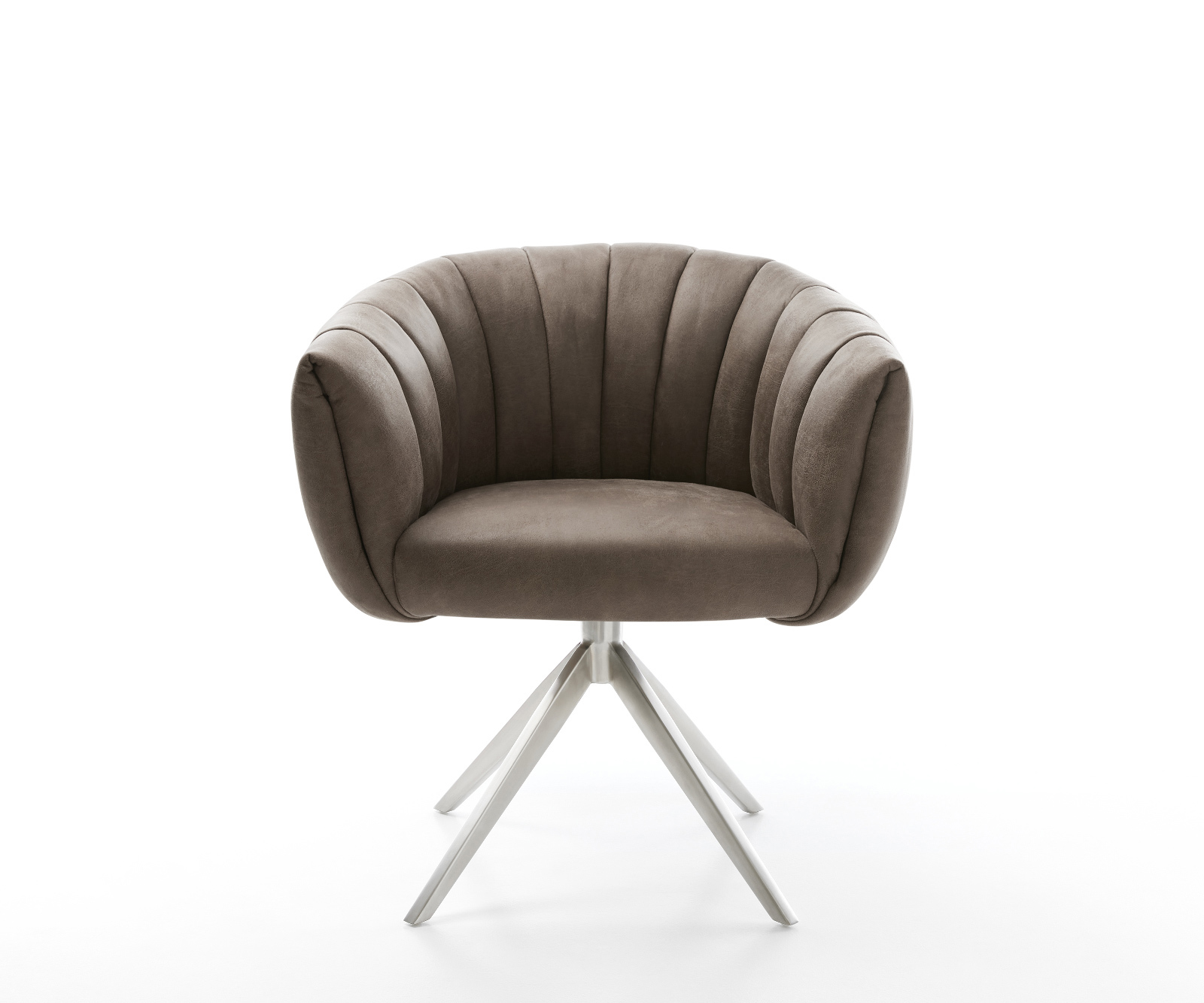 Jedálenská stolička Jada-Flex mikrovlákno taupe vintage krížová podstava široká nerezová oceľ otočný 360° hojdacia funkcia vrecková pružina - Image 2