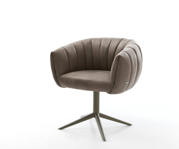 Jedálenská stolička Jada-Flex mikrovlákno taupe vintage podstava titánová farba 360° otočný hojdacia funkcia vrecková pružina