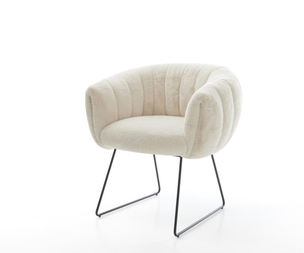 Jedálenská stolička Jada-Flex plyšový manšester krémovo biela tenká podstava čierna vrecková pružina