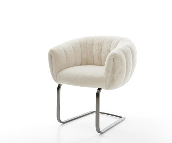 Konzolová jedálenská stolička Jada-Flex plyšový manšester krémovo biela konzolová jedálenská stolička plochý grafit vrecková pružina