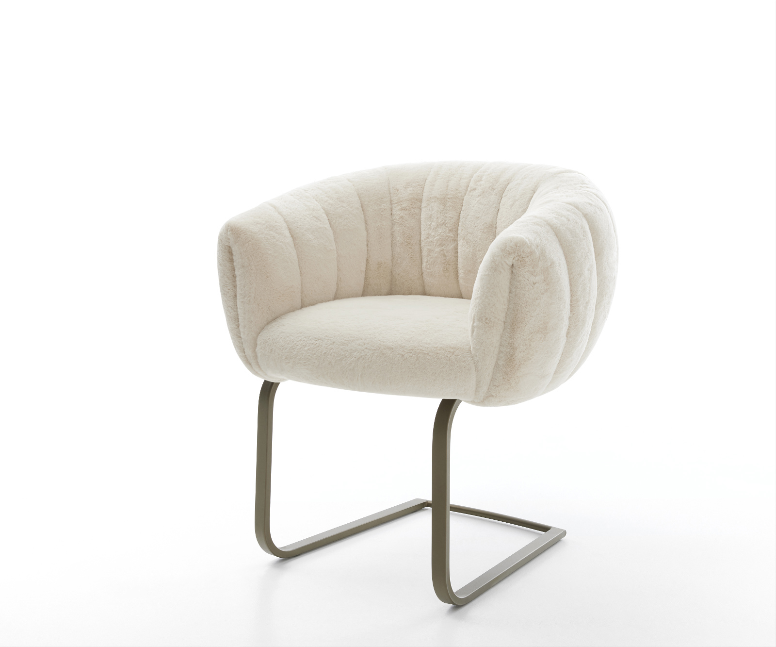 Konzolová jedálenská stolička Jada-Flex plyšový manšester krémovo biela konzolová jedálenská stolička plochý titánová farba vrecková pružina