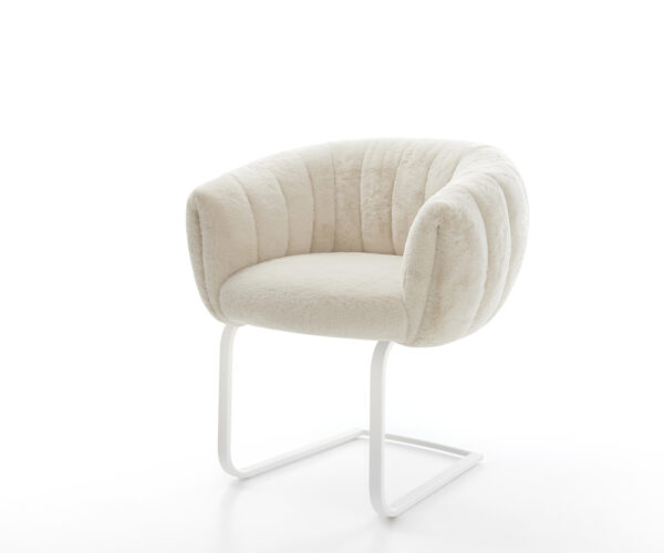 Konzolová jedálenská stolička Jada-Flex plyšový manšester krémovo biela konzolová jedálenská stolička plochý biela vrecková pružina