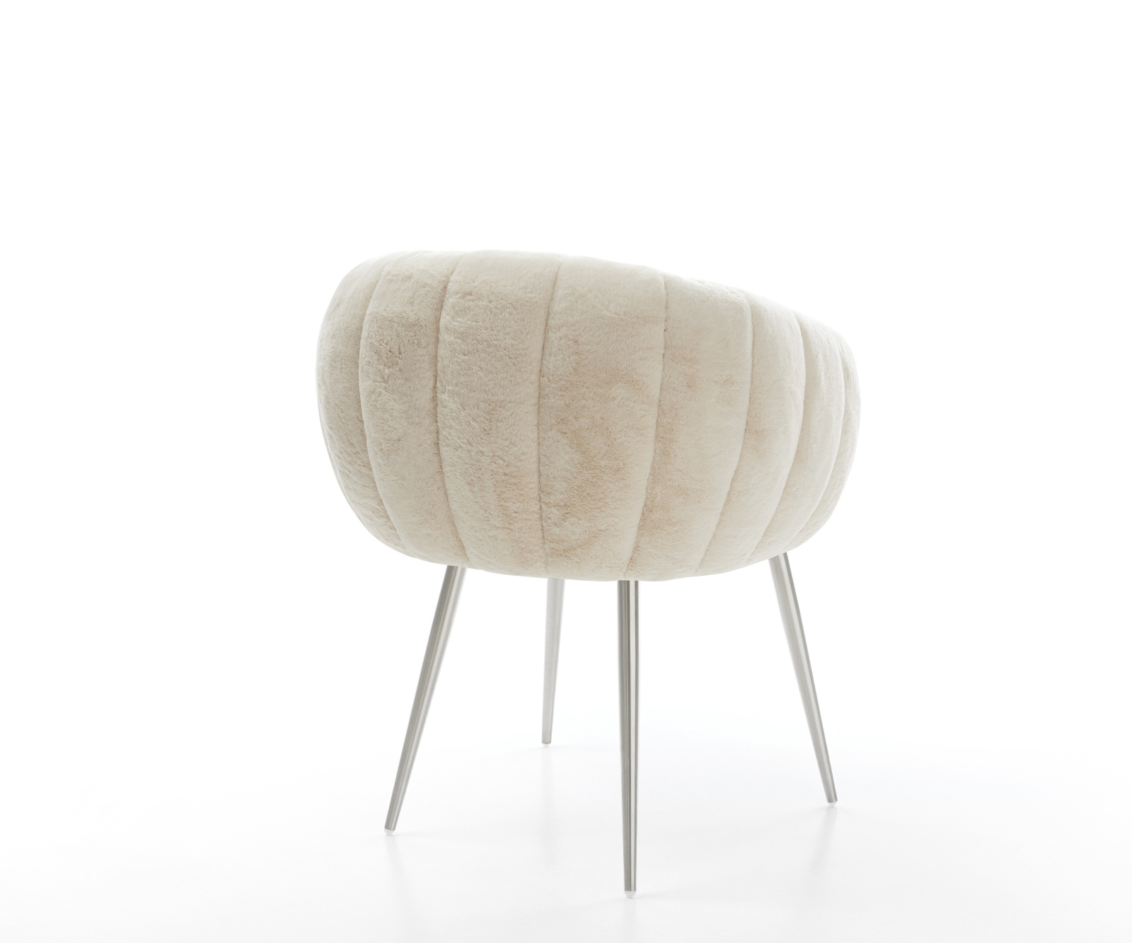 Jedálenská stolička Jada-Flex plyšový manšester krémovo biela 4-nohá zúžená nerezová oceľ vrecková pružina - Image 5