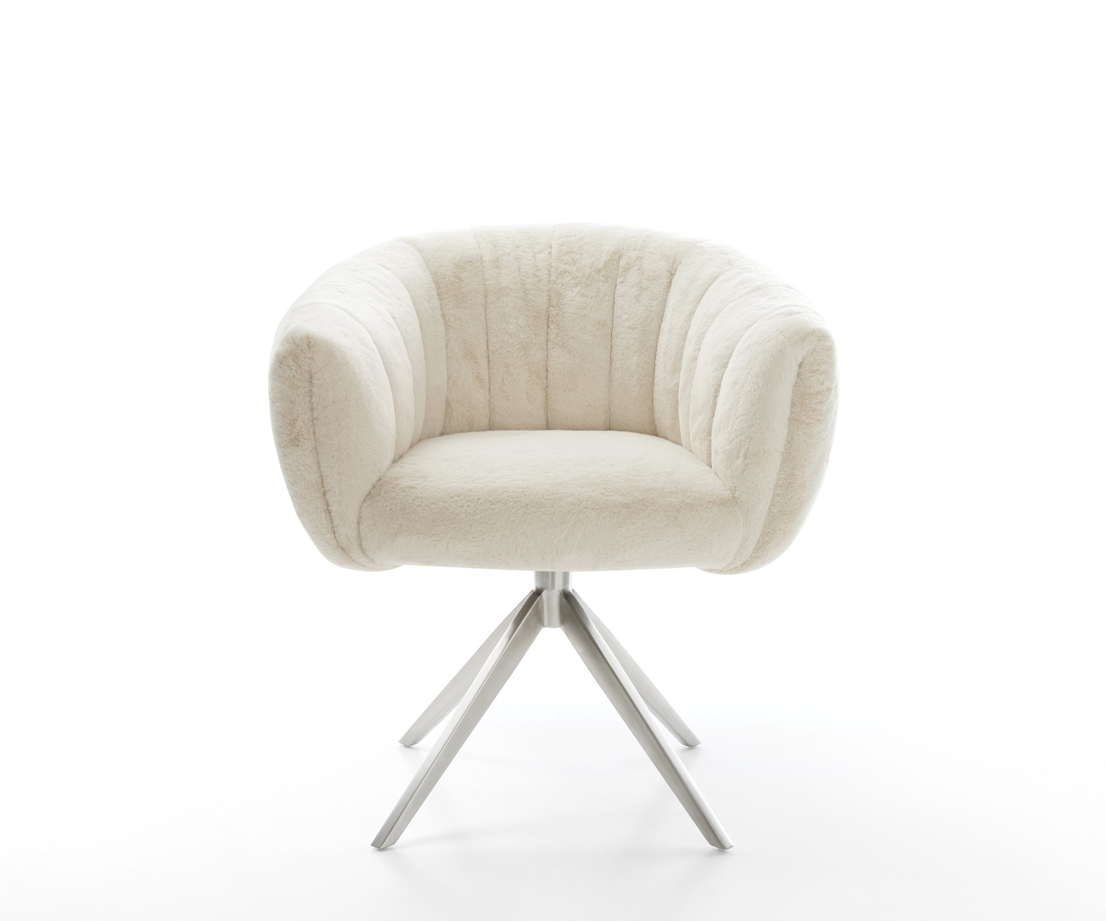 Jedálenská stolička Jada-Flex plyšový manšester krémovo biela krížová podstava široká nerezová oceľ otočný 360° hojdacia funkcia vrecková pružina - Image 2