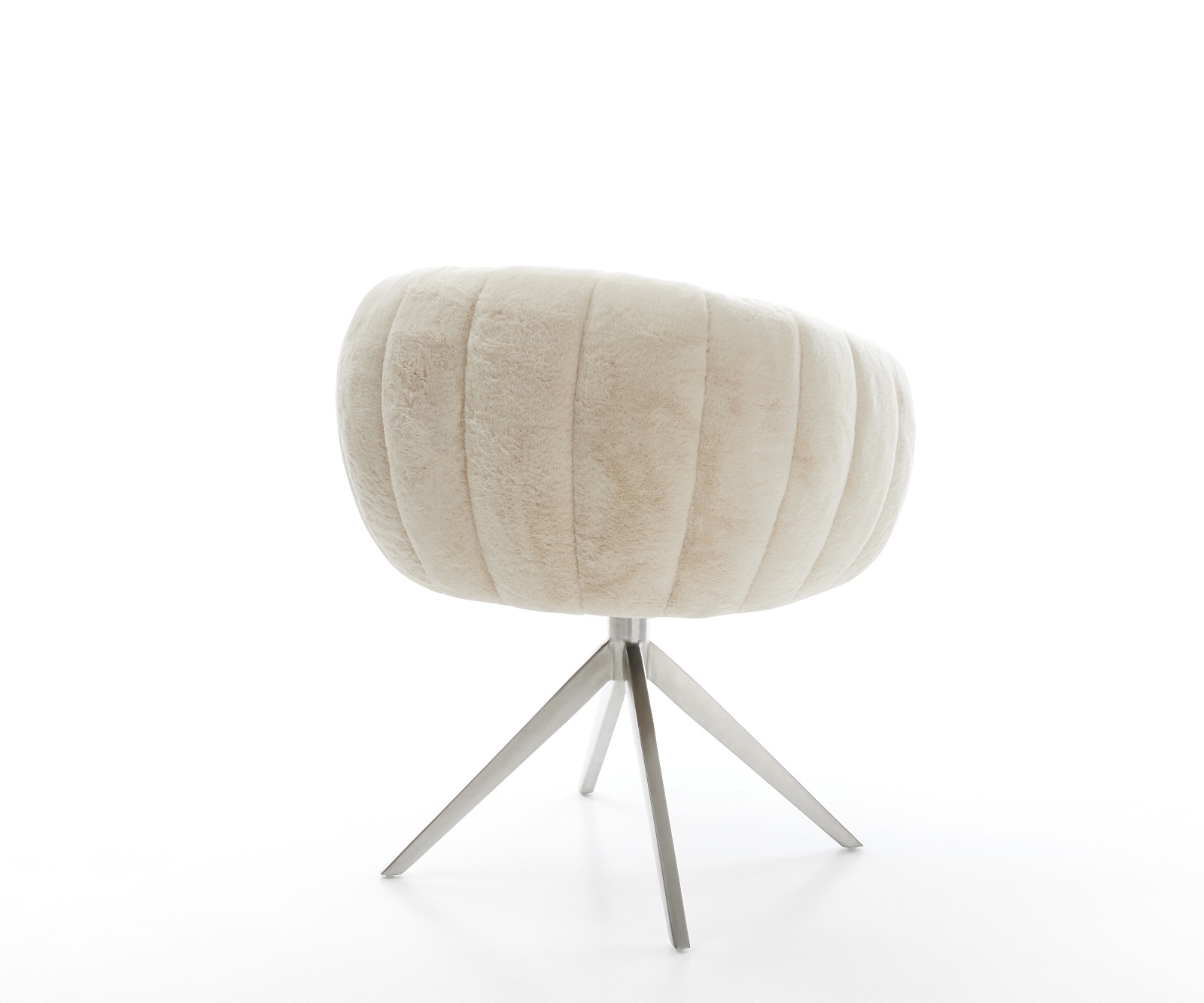 Jedálenská stolička Jada-Flex plyšový manšester krémovo biela krížová podstava široká nerezová oceľ otočný 360° hojdacia funkcia vrecková pružina - Image 5