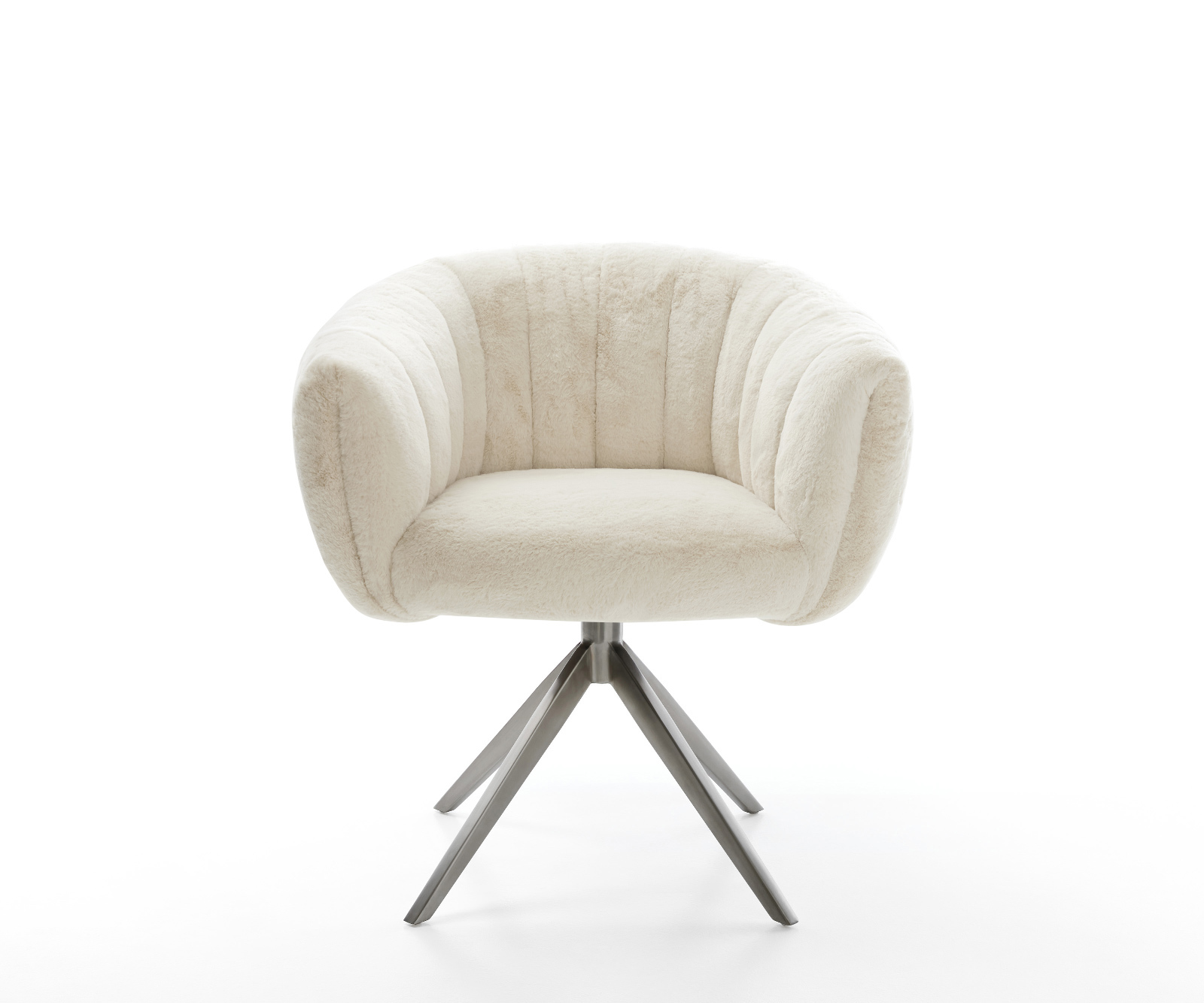 Jedálenská stolička Jada-Flex plyšový manšester krémovo biela krížová podstava široká grafitová 360° otočná hojdacia funkcia vrecková pružina - Image 2