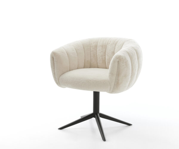 Jedálenská stolička Jada-Flex plyšový manšester krémovo biela krížová podstava čierna 360° otočná hojdacia funkcia vrecková pružina