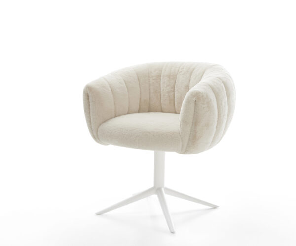 Jedálenská stolička Jada-Flex plyšový manšester krémovo biela krížová podstava biela 360° otočný hojdacia funkcia vrecková pružina