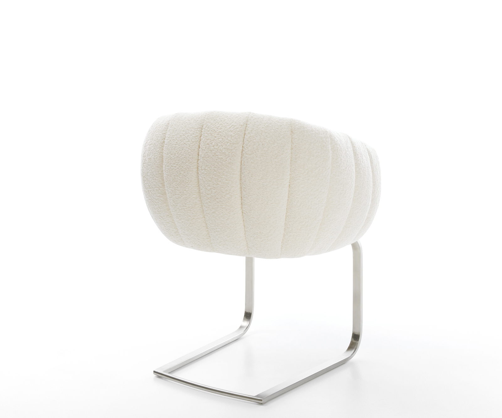 Konzolová jedálenská stolička Jada-Flex bouclé biela konzolová jedálenská stolička plochá nerezová oceľ vrecková pružina - Image 5