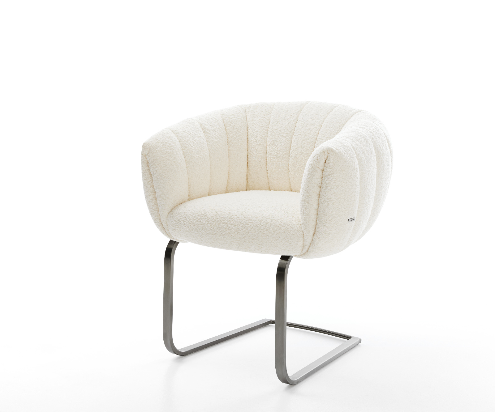 Konzolová jedálenská stolička Jada-Flex bouclé biela konzolová jedálenská stolička plochá grafitová vrecková pružina