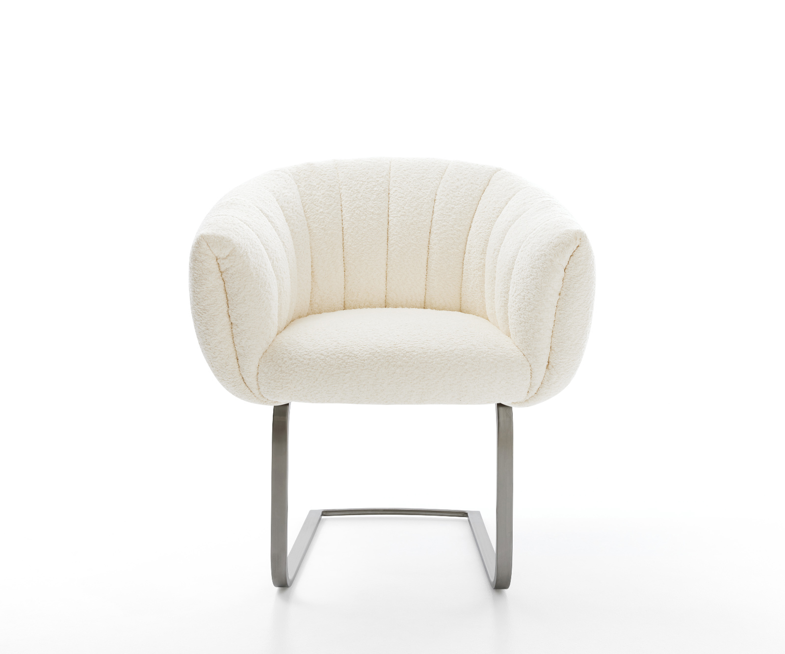 Konzolová jedálenská stolička Jada-Flex bouclé biela konzolová jedálenská stolička plochá grafitová vrecková pružina - Image 2