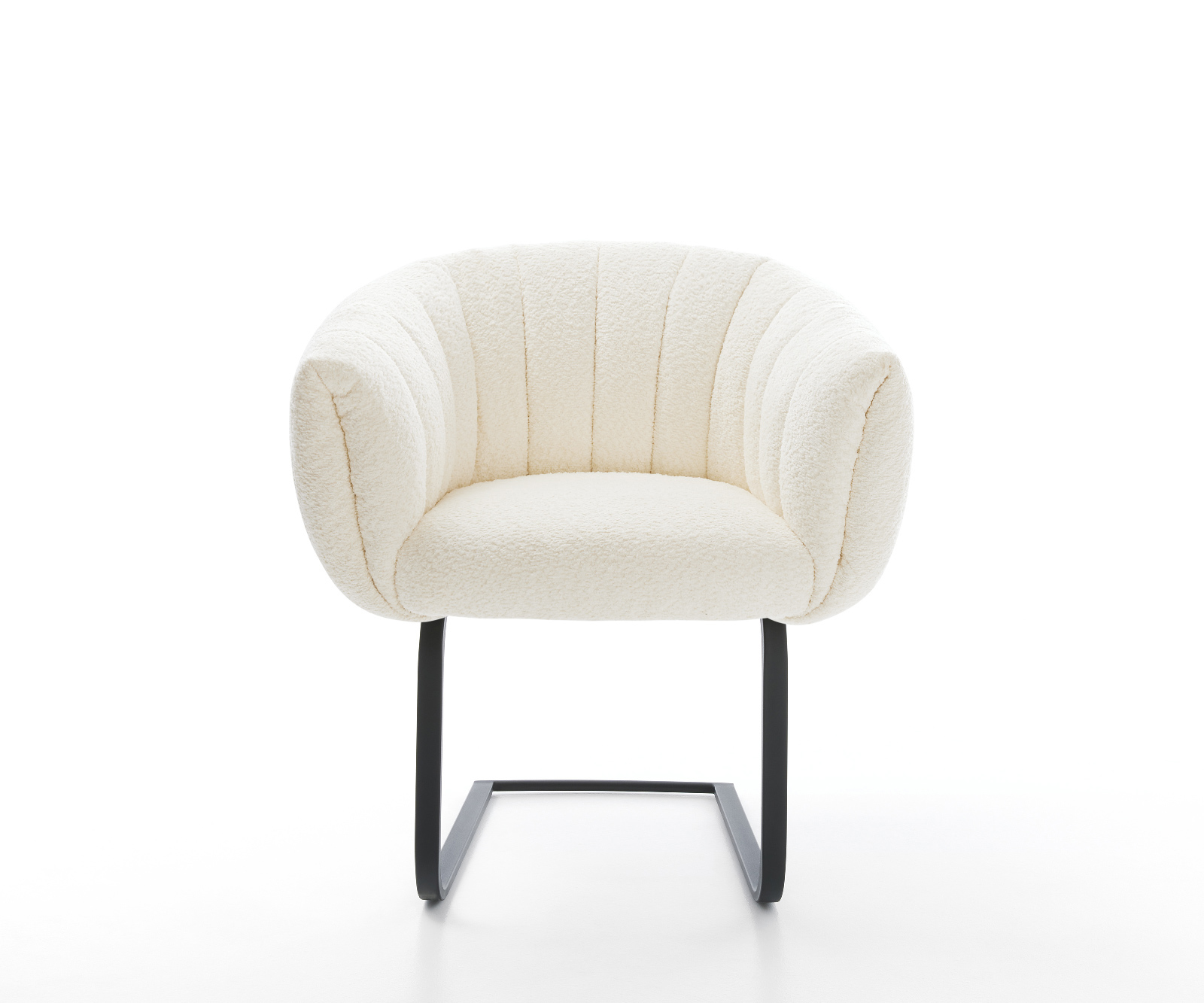 Konzolová jedálenská stolička Jada-Flex bouclé biela konzolová jedálenská stolička plochá čierna vrecková pružina - Image 2