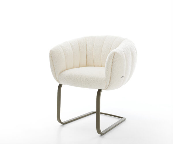 Konzolová jedálenská stolička Jada-Flex bouclé biela konzolová jedálenská stolička plochý titánová farba vrecková pružina